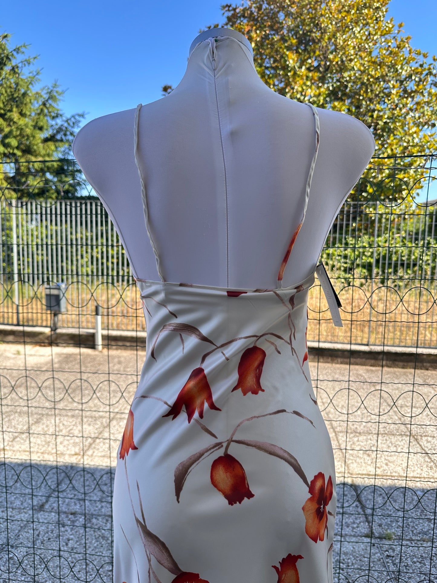 Slip dress midi a stampa floreale arancio