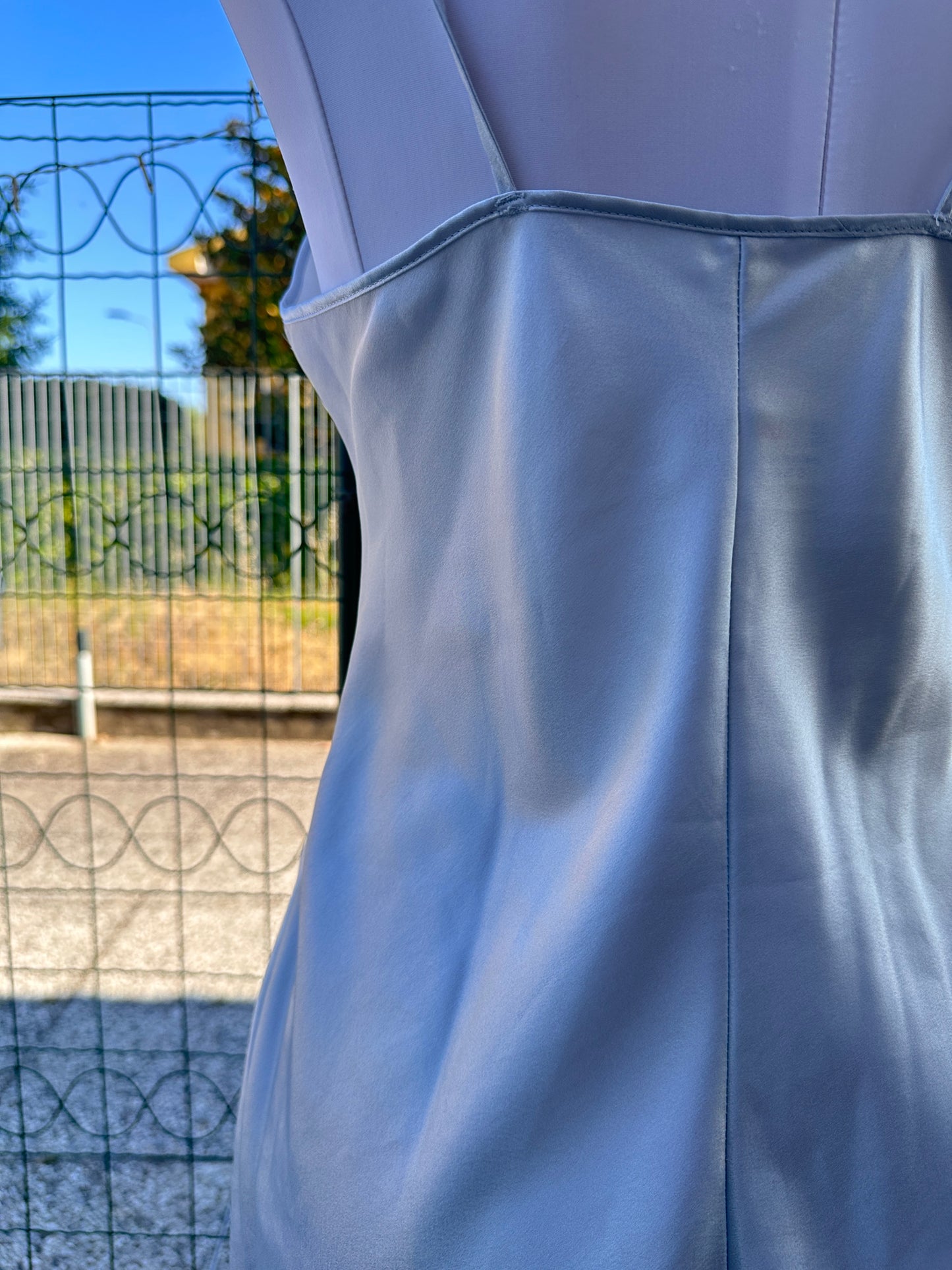 Slip dress satinato grigio perla
