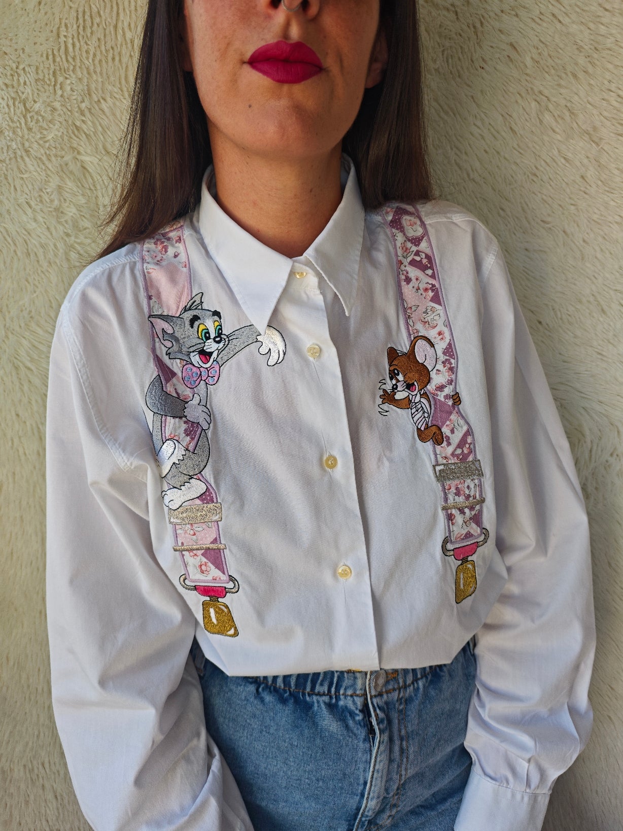 Camicia Tom & Jerry con bretelle disegnate