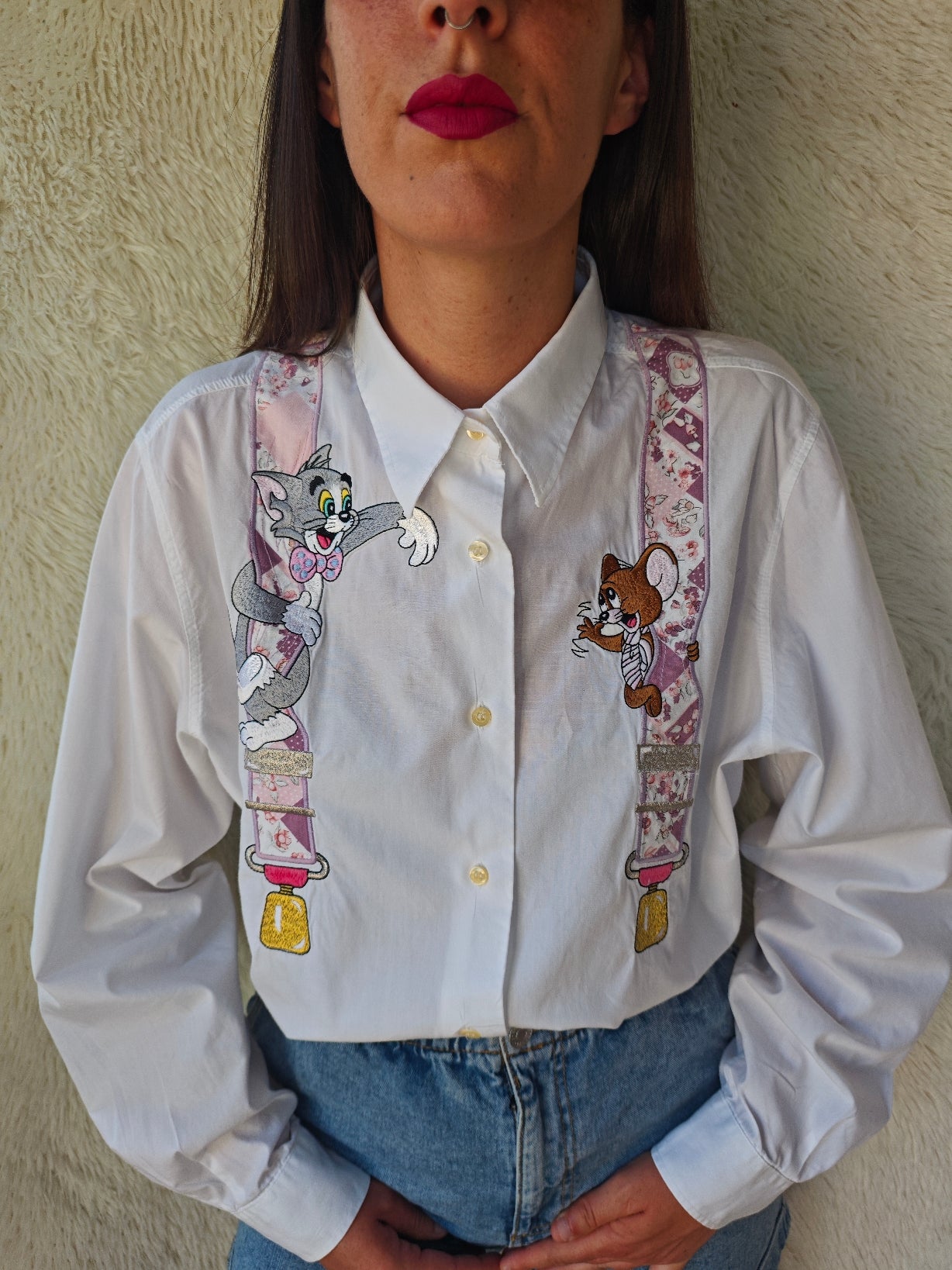 Camicia Tom & Jerry con bretelle disegnate