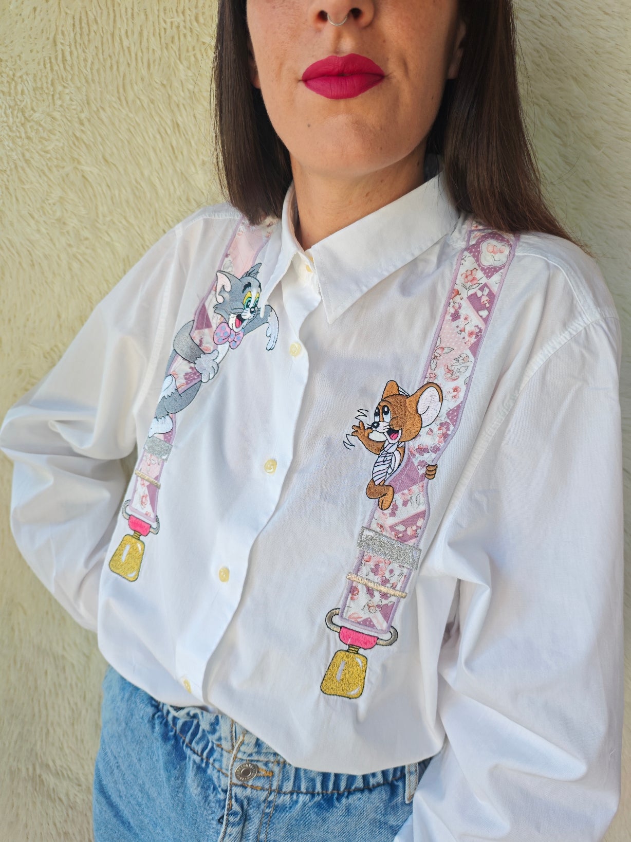 Camicia Tom & Jerry con bretelle disegnate