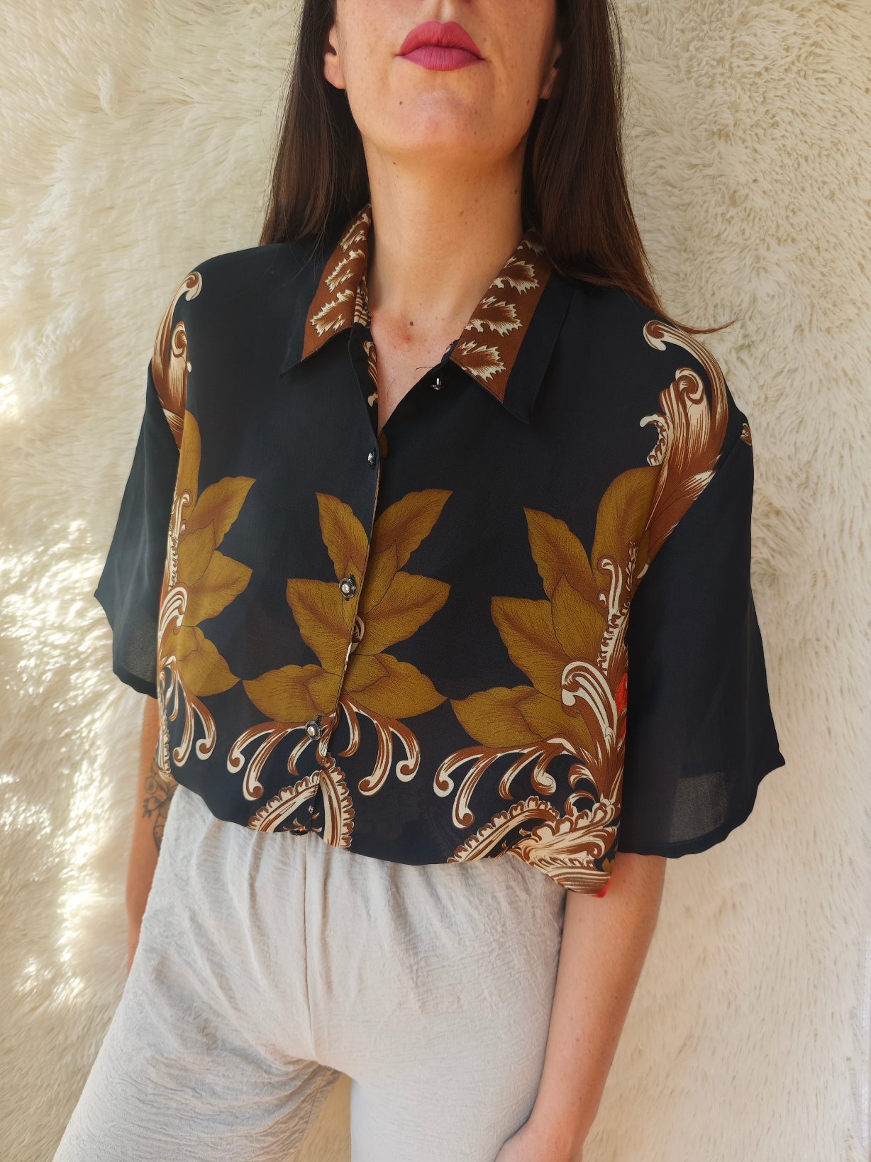 Camicia stile barroco bronzo & nero