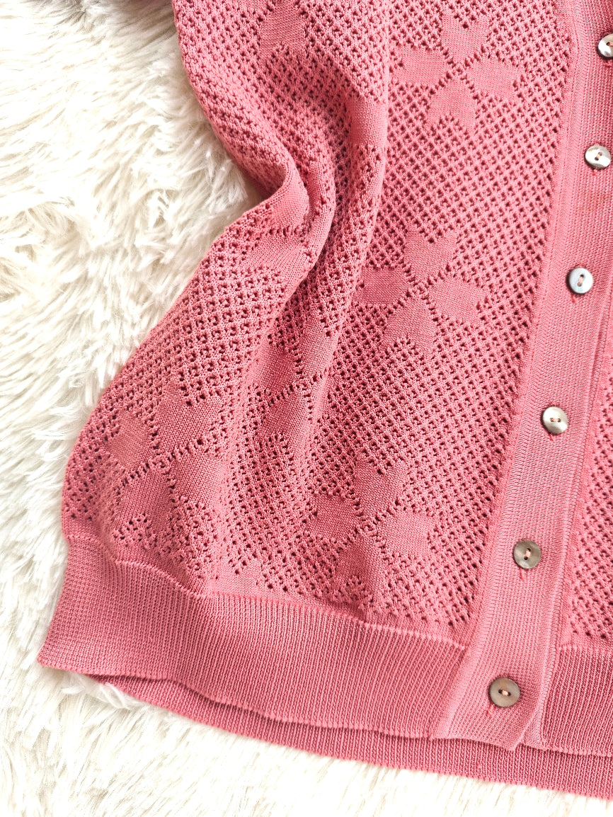 Cardigan rosa traforato