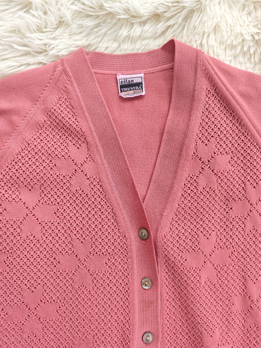 Cardigan rosa traforato