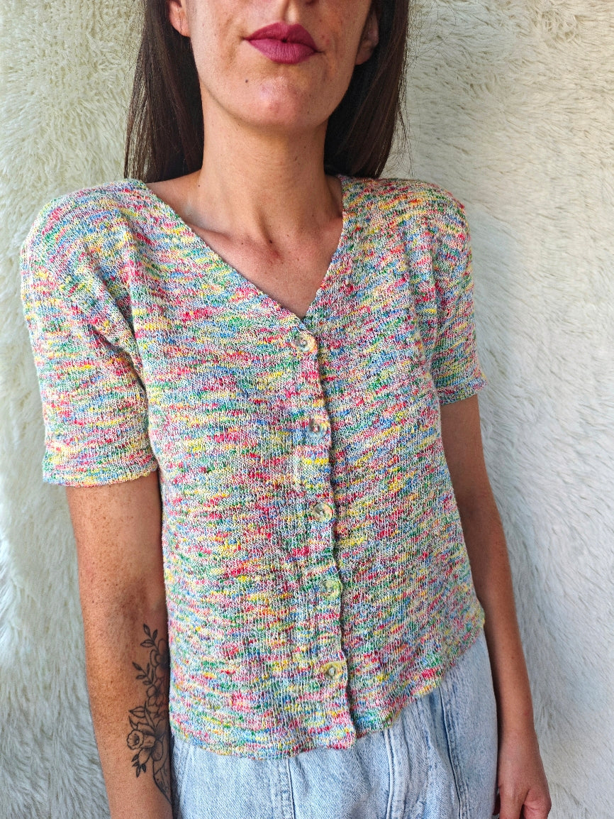 Cardigan multicolor in maglia leggera