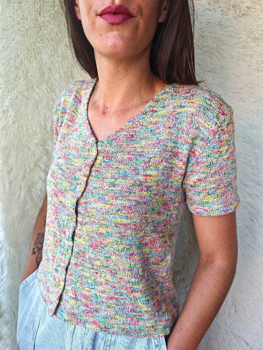 Cardigan multicolor in maglia leggera