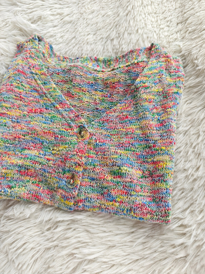 Cardigan multicolor in maglia leggera