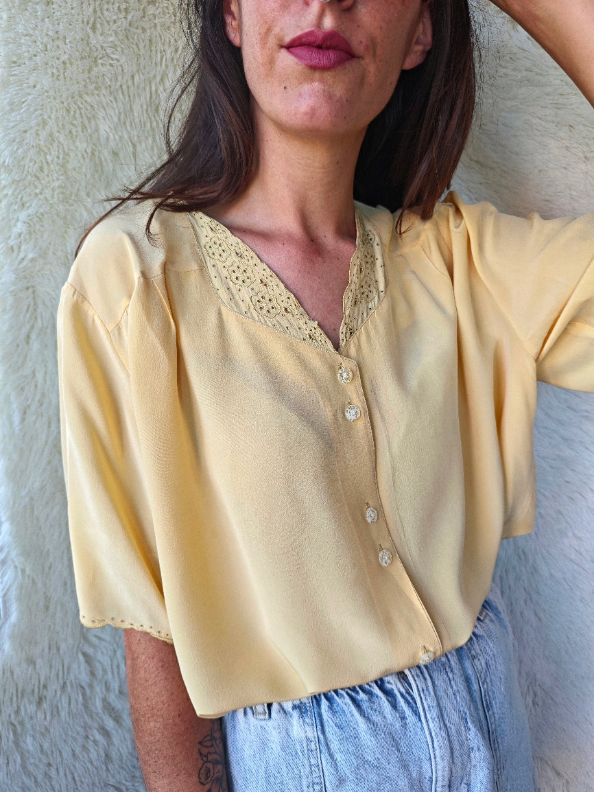 Blusa seta giallo pastello