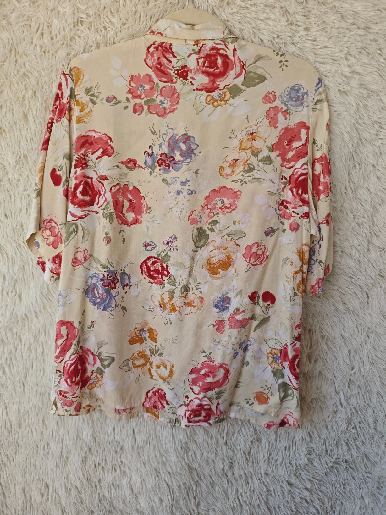 Camicia floreale beige