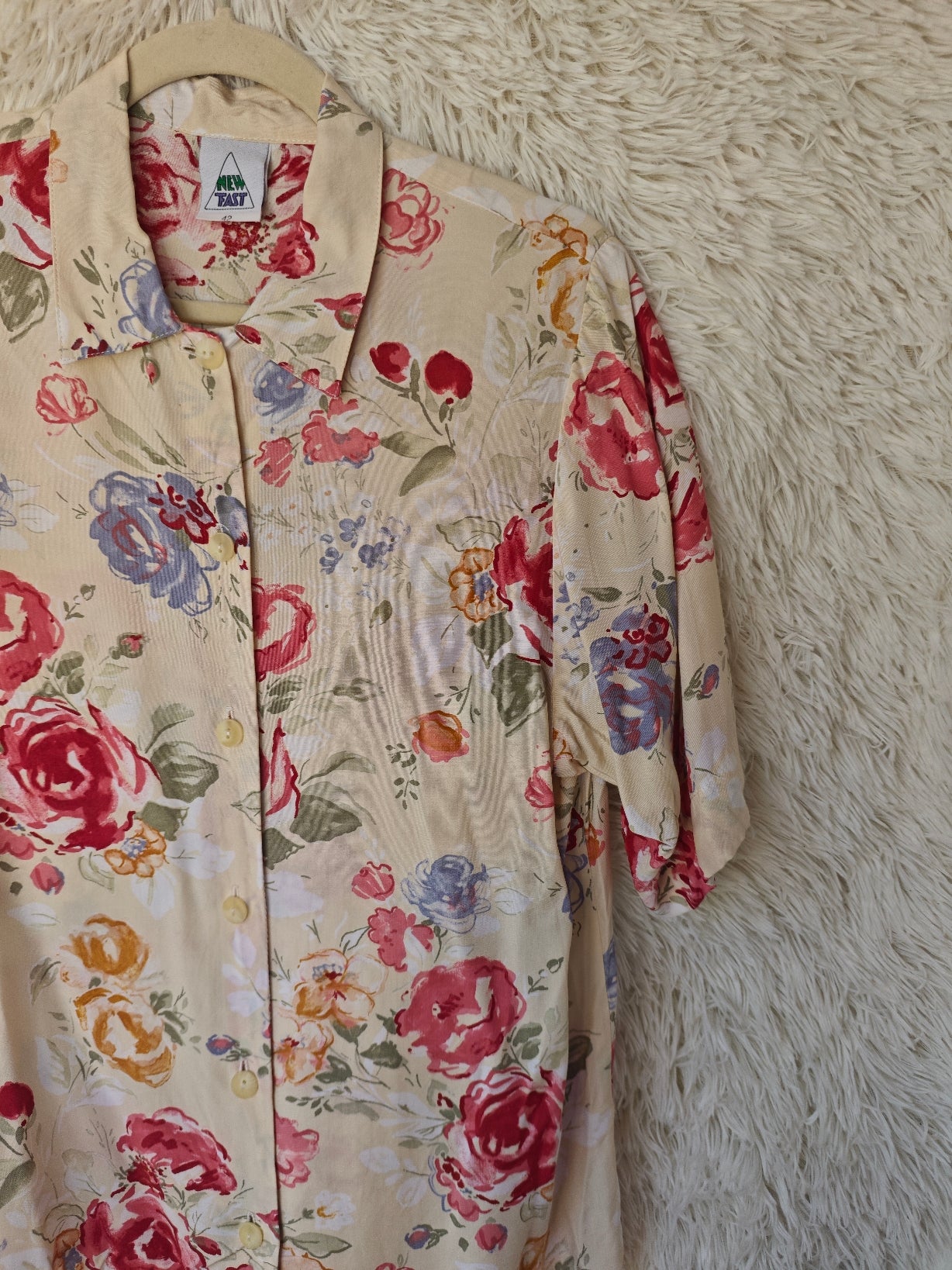 Camicia floreale beige