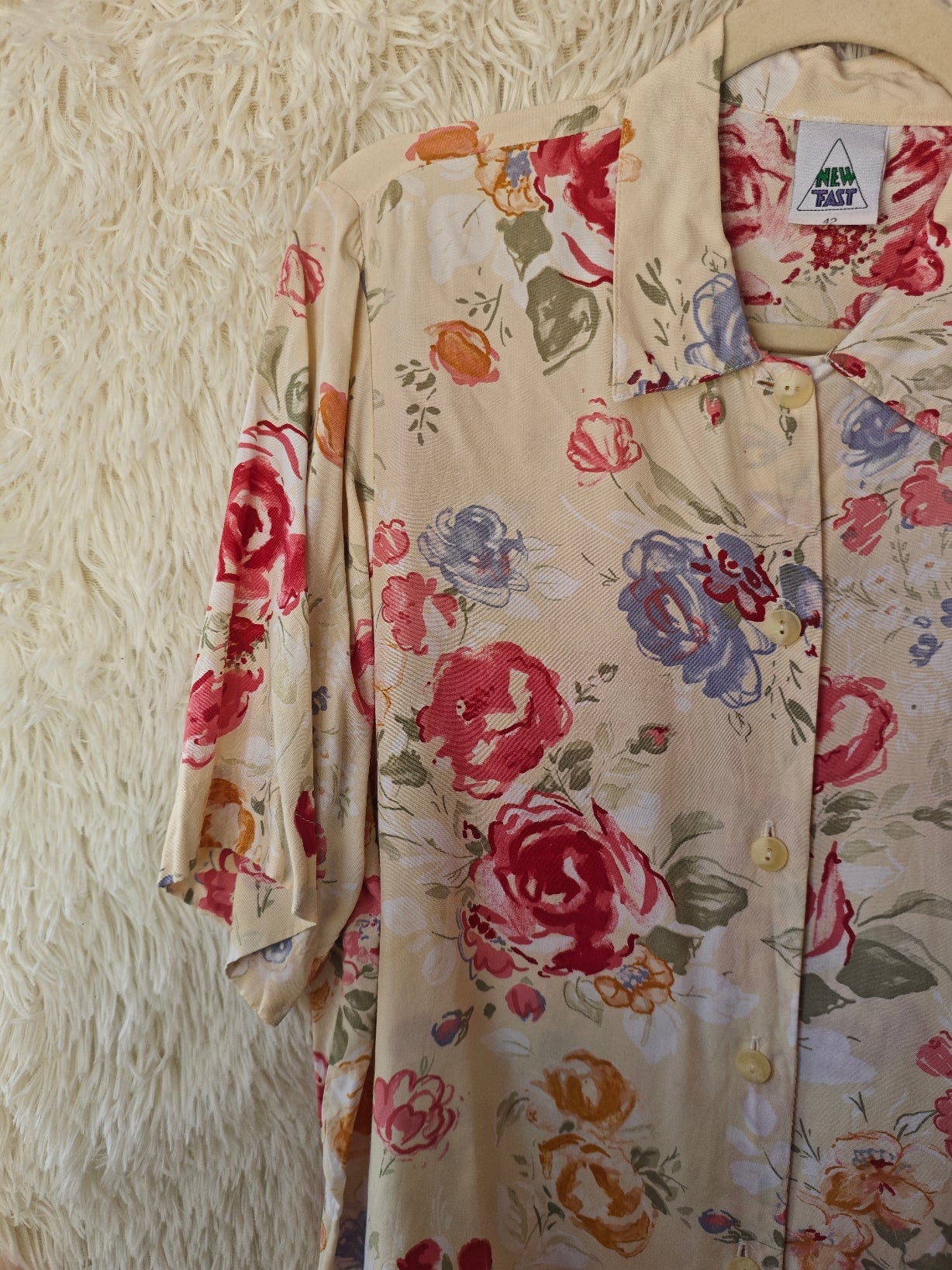 Camicia floreale beige
