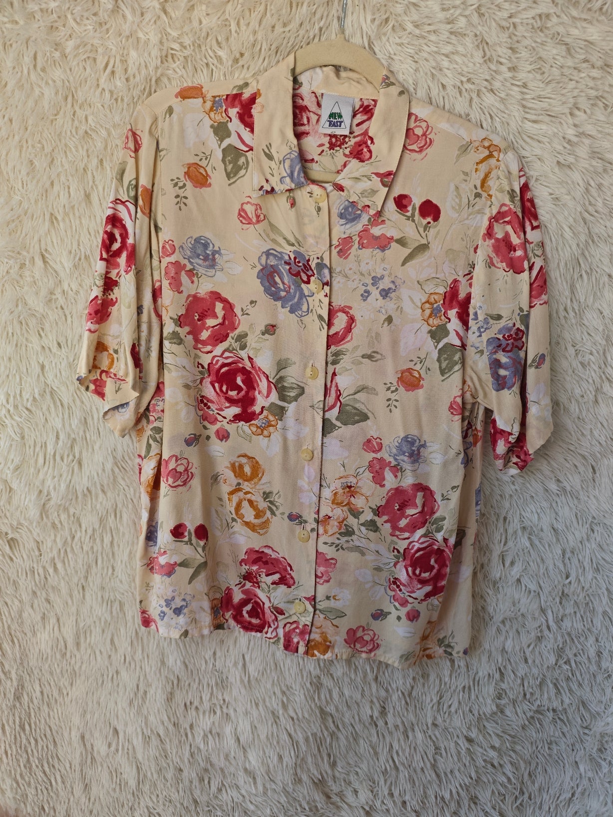 Camicia floreale beige