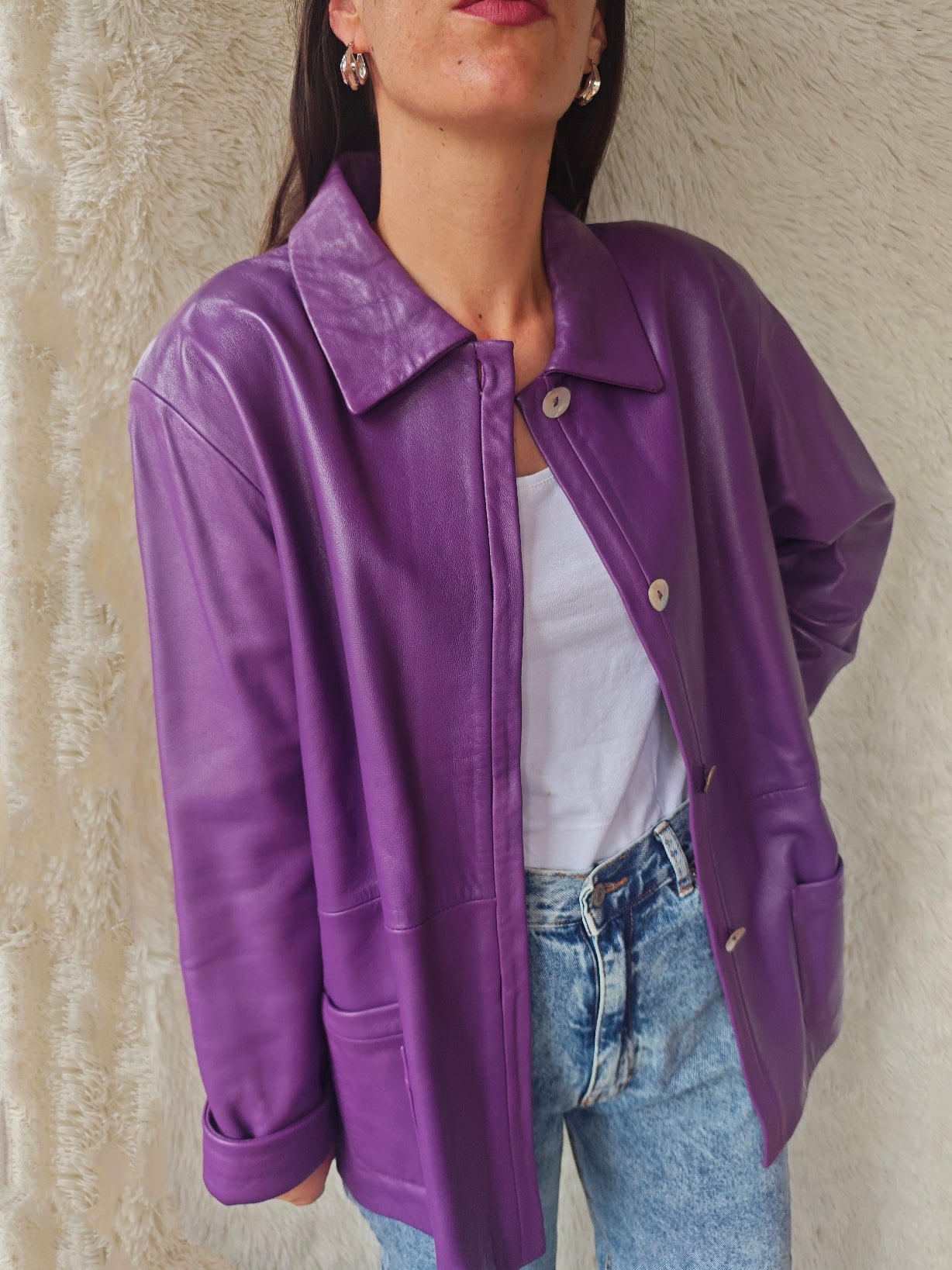 Giacca pelle viola '90