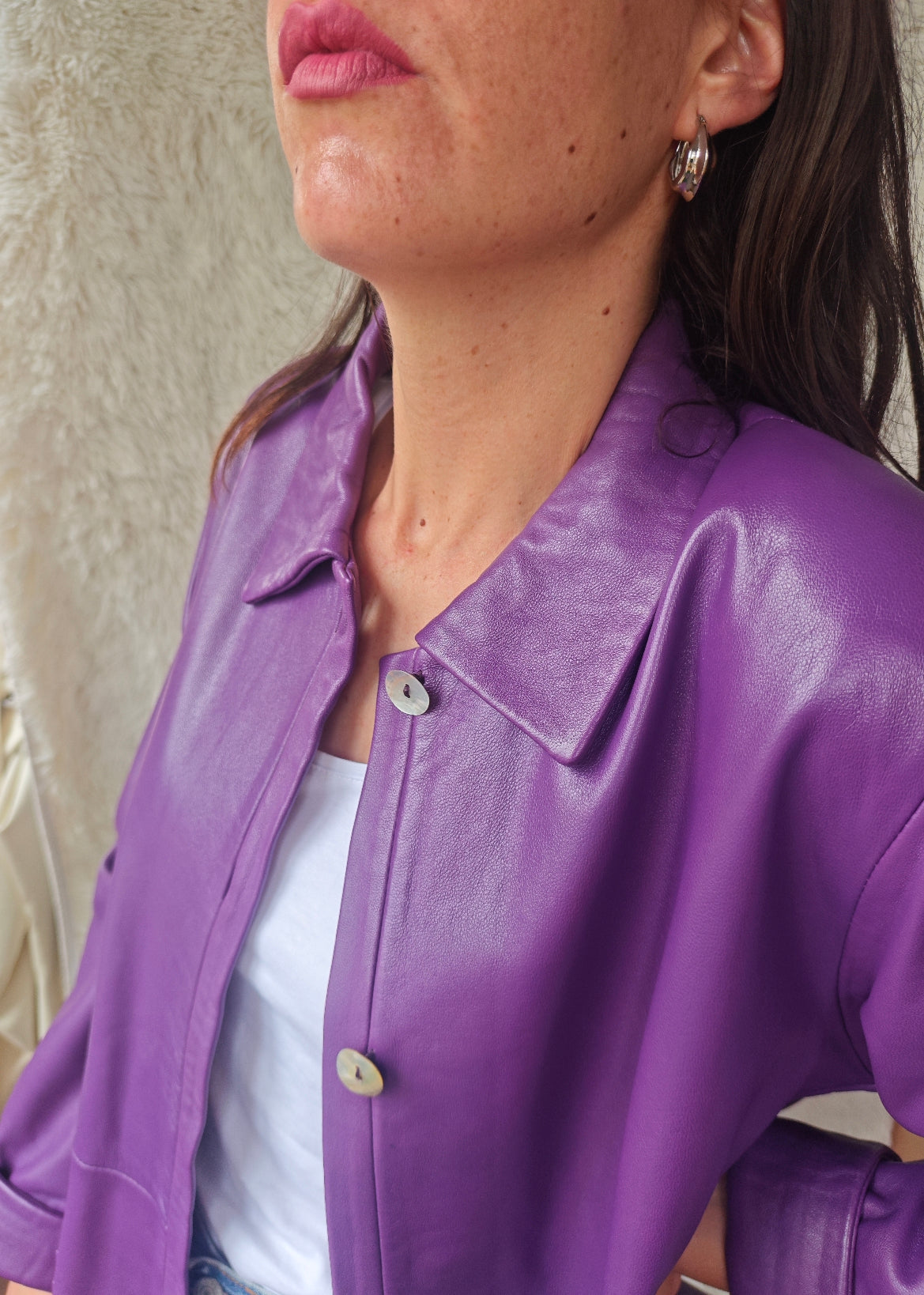 Giacca pelle viola '90