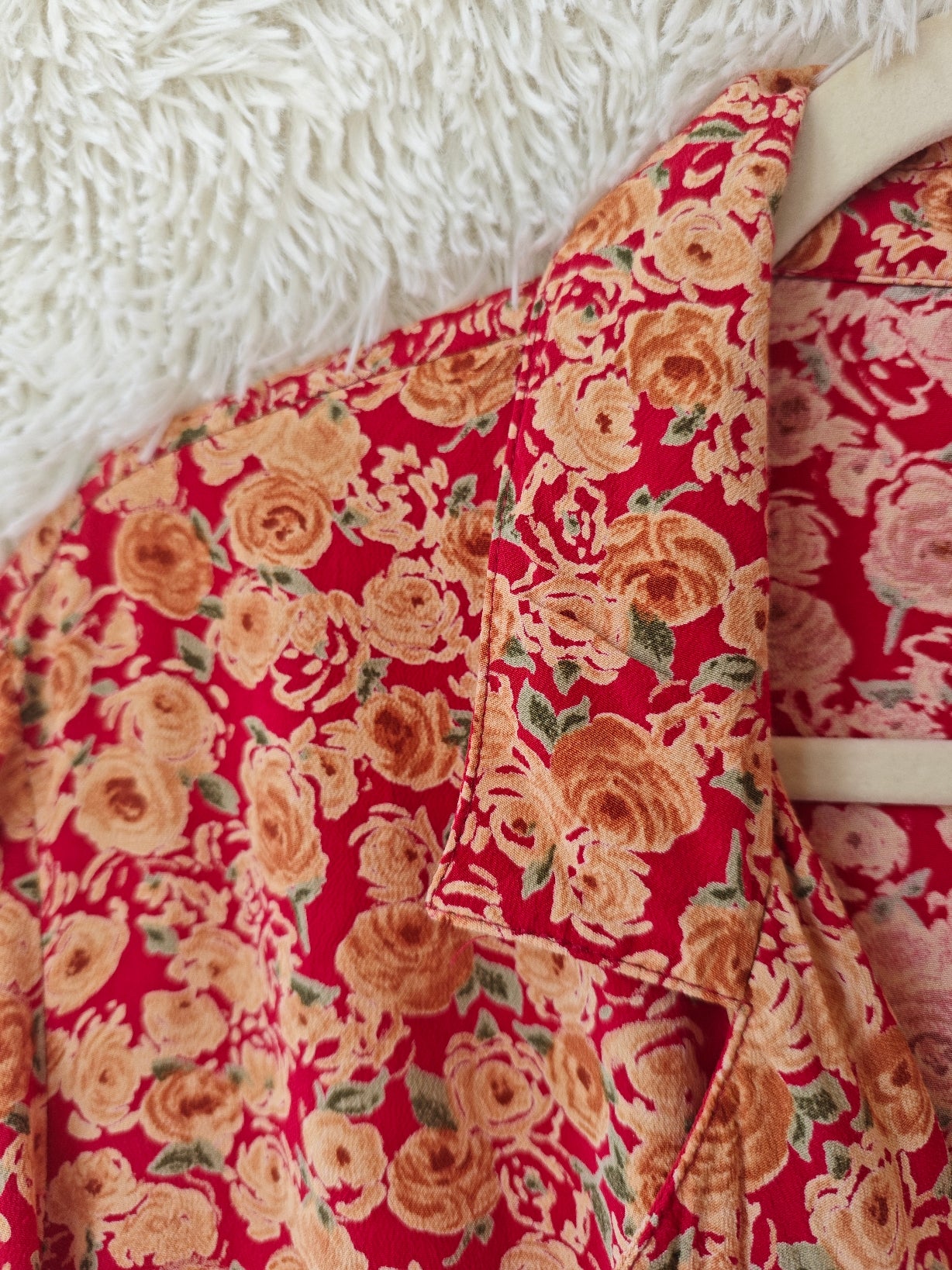 Camicia floreale rosso/arancio