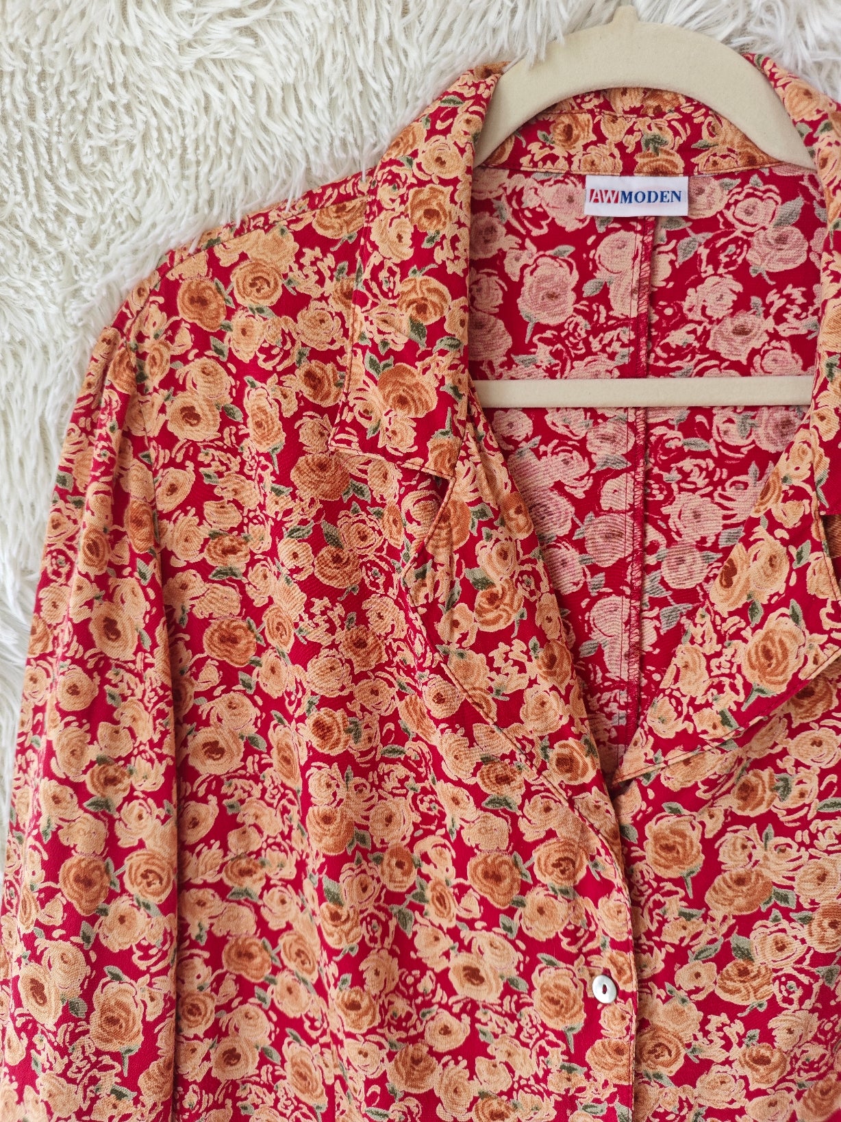 Camicia floreale rosso/arancio
