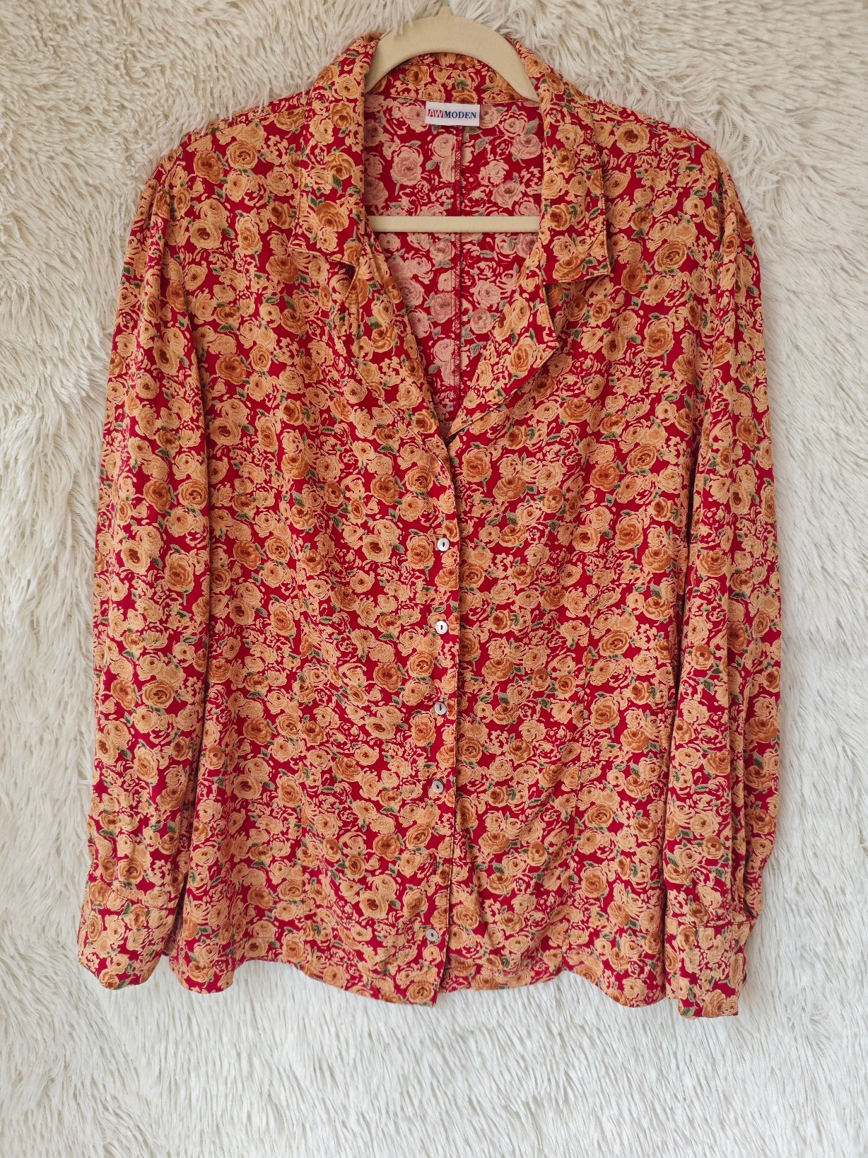 Camicia floreale rosso/arancio