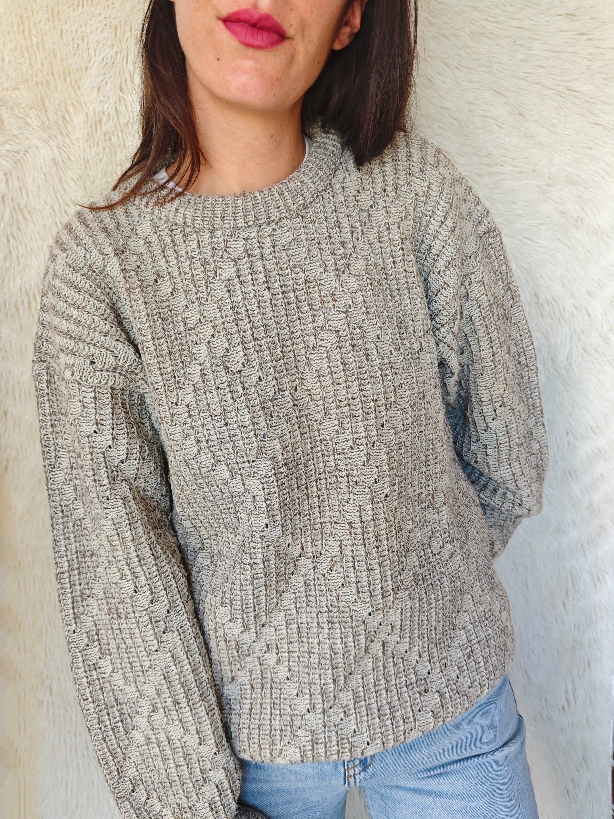 Maglione intrecciato beige