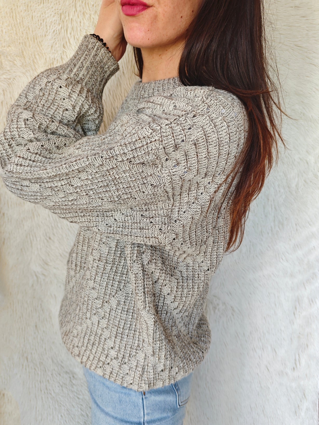Maglione intrecciato beige