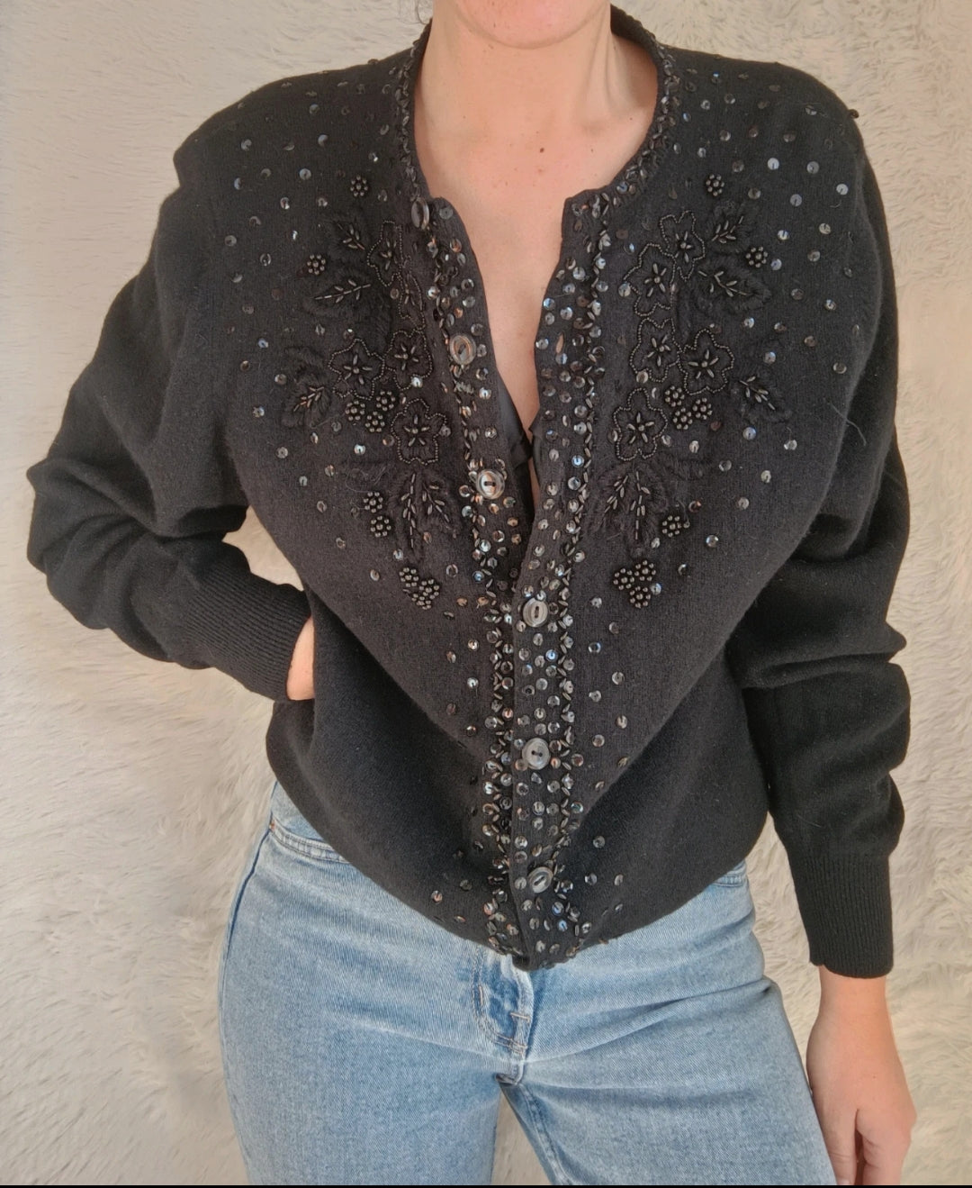 Cardigan lana angora