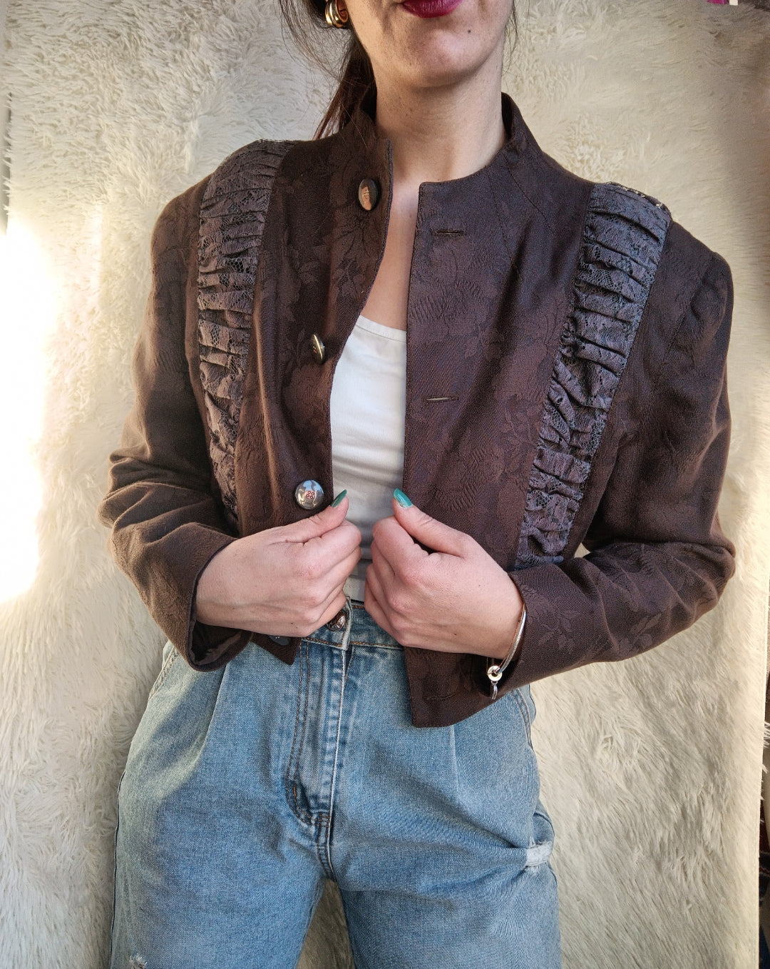 Blazer crop jacquard