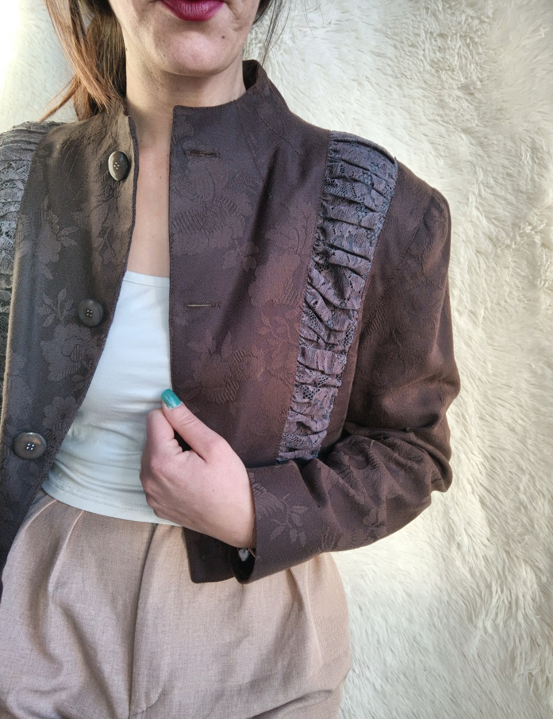 Blazer crop jacquard