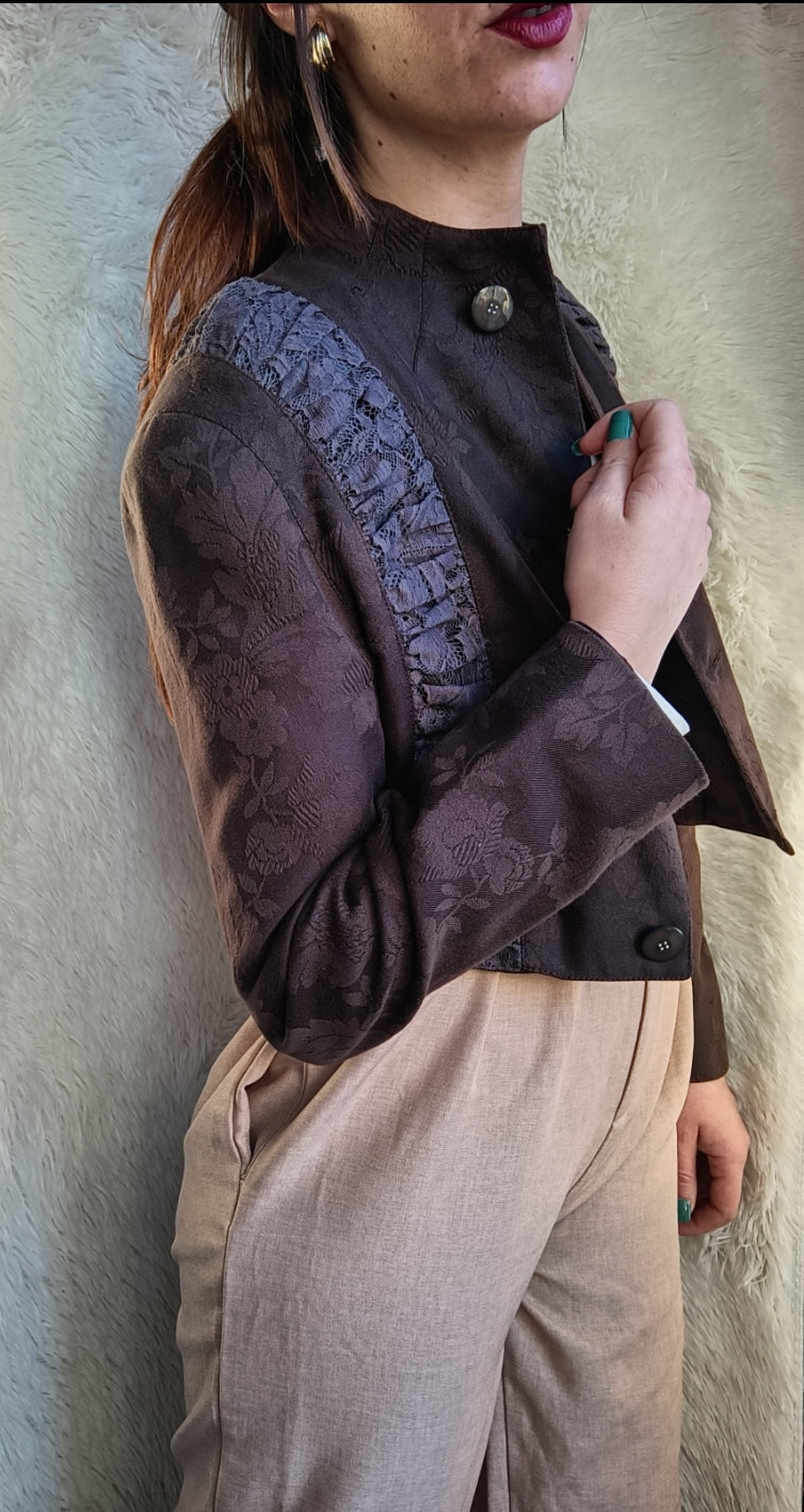 Blazer crop jacquard