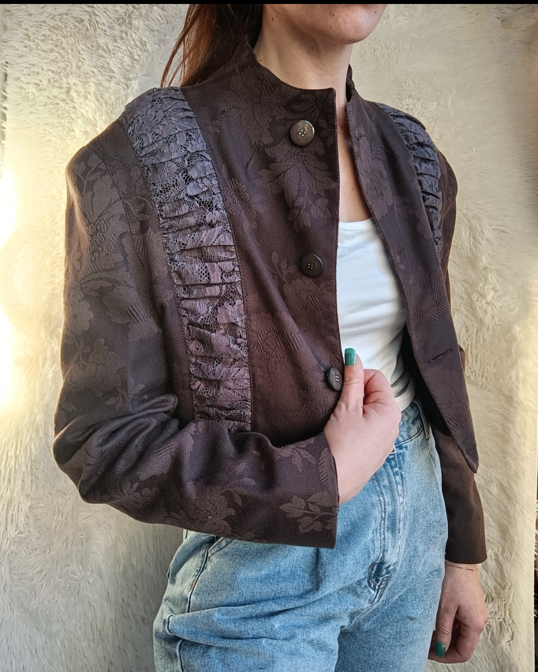 Blazer crop jacquard