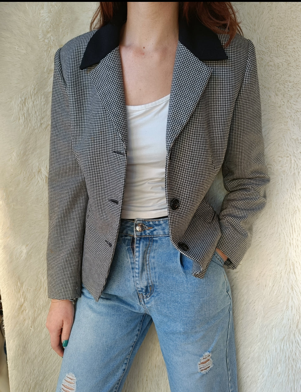 Blazer Pied de Poule con colletto