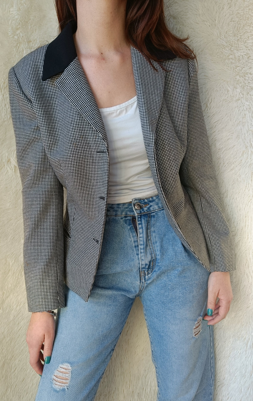 Blazer Pied de Poule con colletto