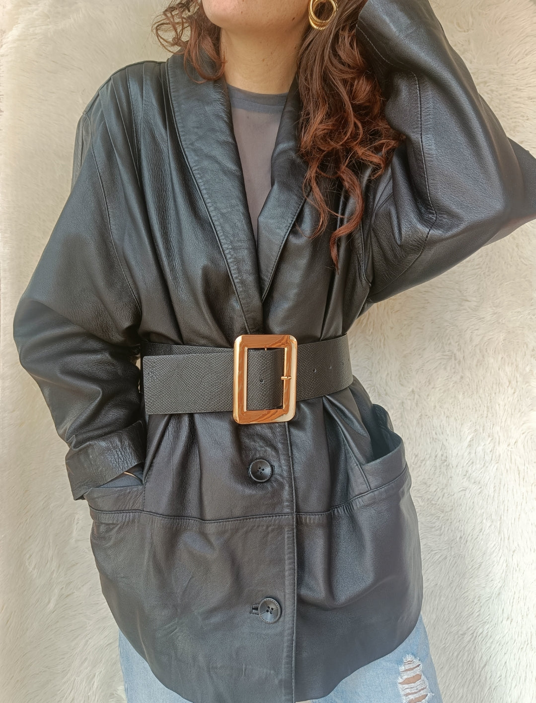 Giacca oversize ecopelle