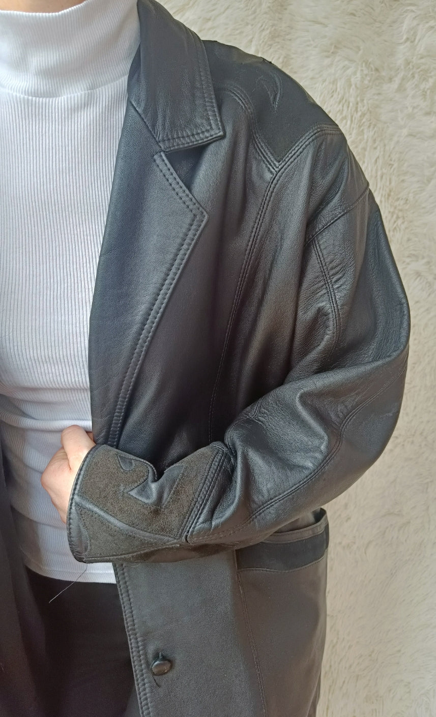Giacca in pelle con inserti camoscio