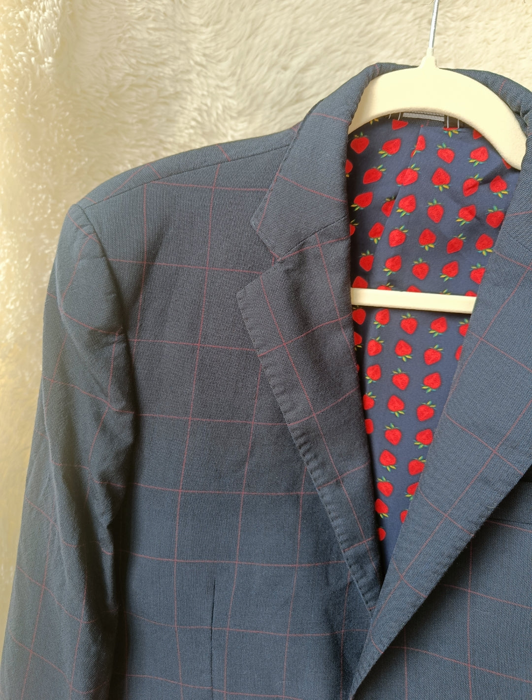 Blazer a quadri con fodera fantasia