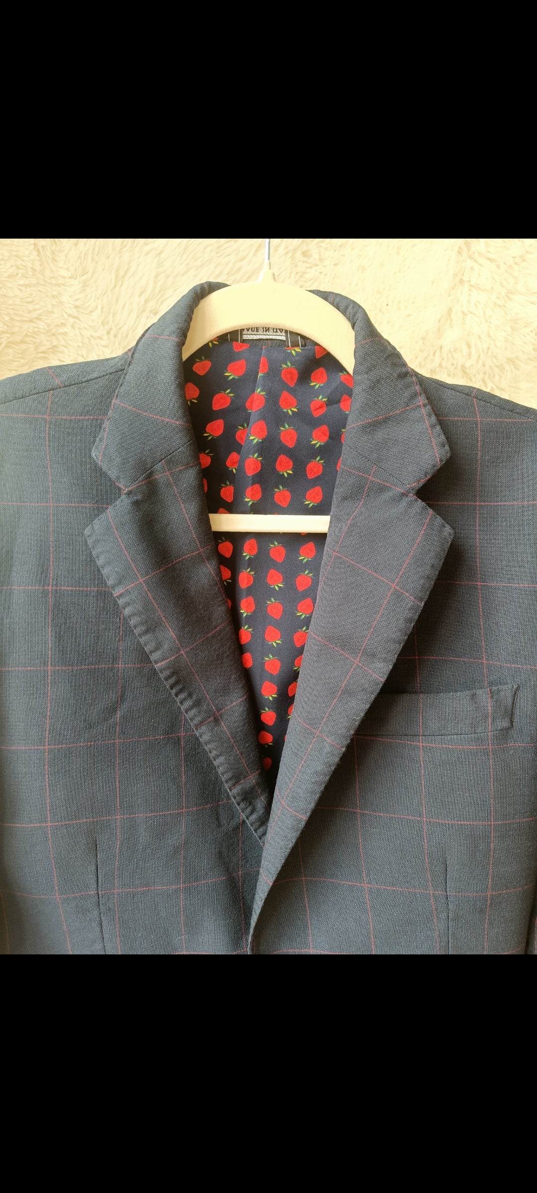 Blazer a quadri con fodera fantasia