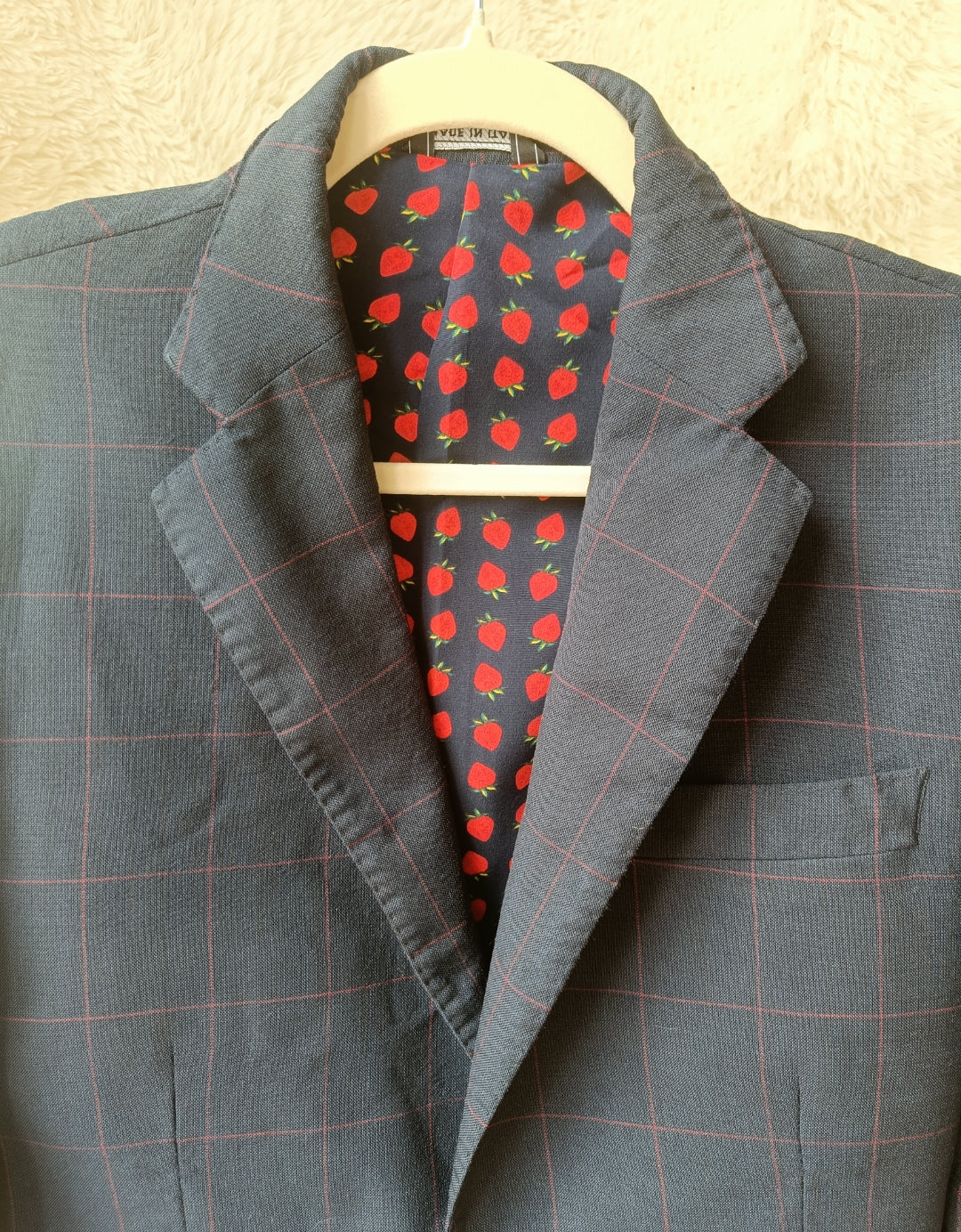 Blazer a quadri con fodera fantasia