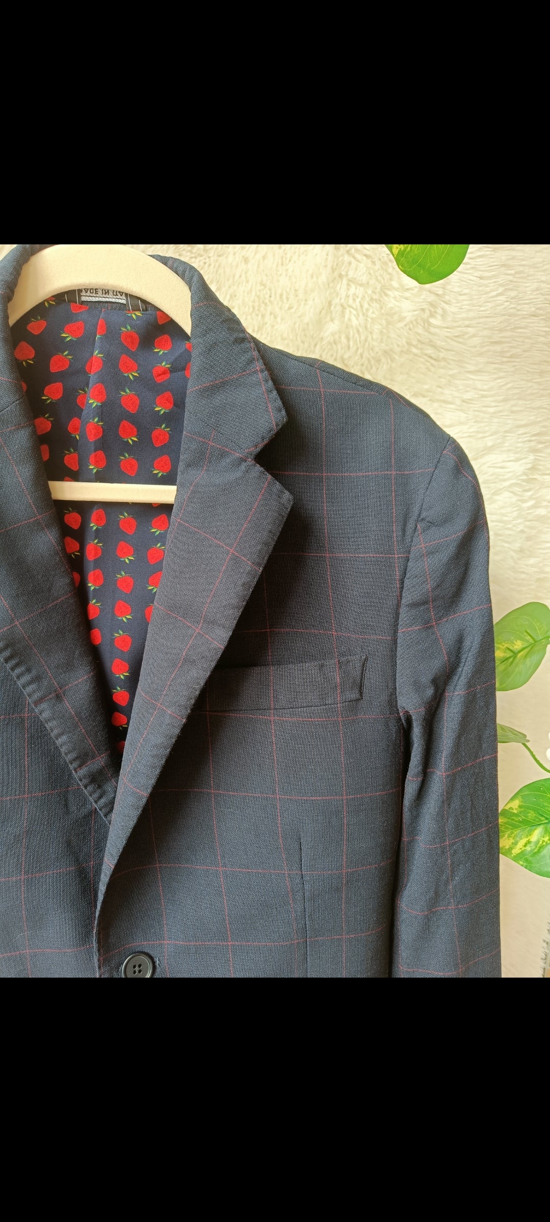 Blazer a quadri con fodera fantasia