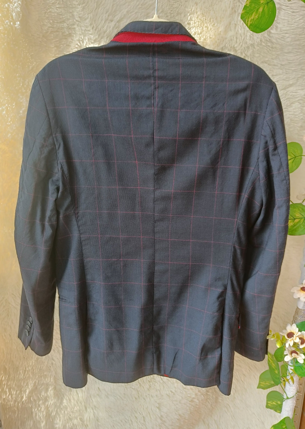 Blazer a quadri con fodera fantasia
