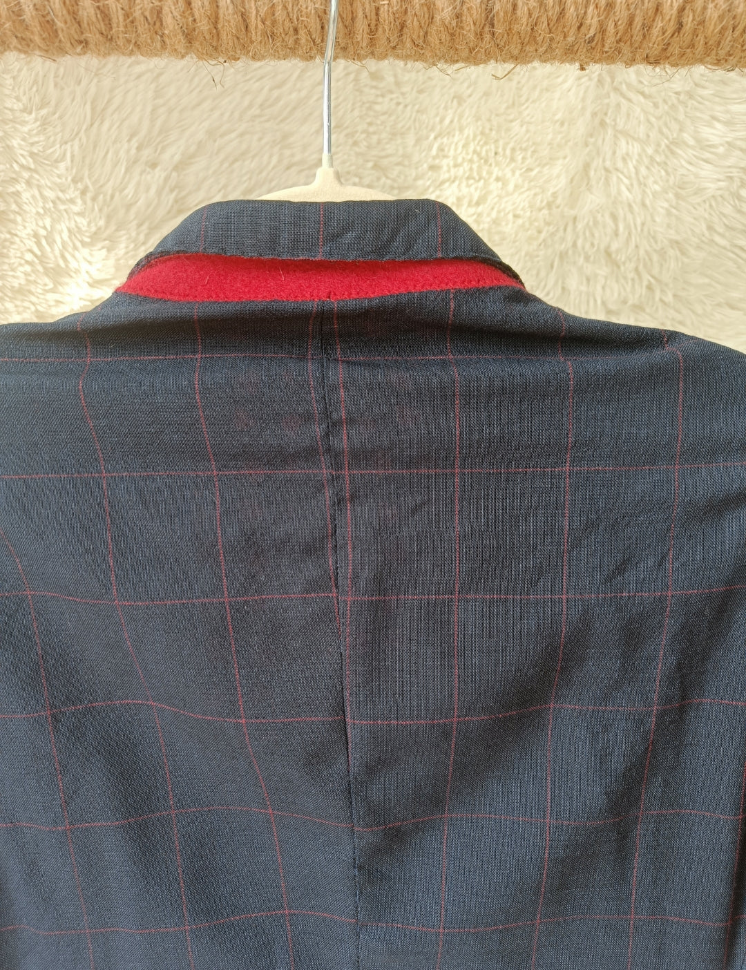 Blazer a quadri con fodera fantasia