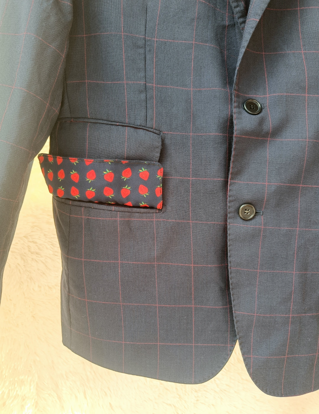 Blazer a quadri con fodera fantasia