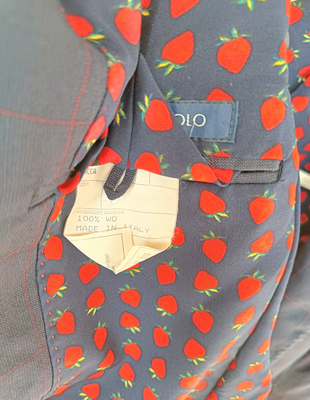 Blazer a quadri con fodera fantasia