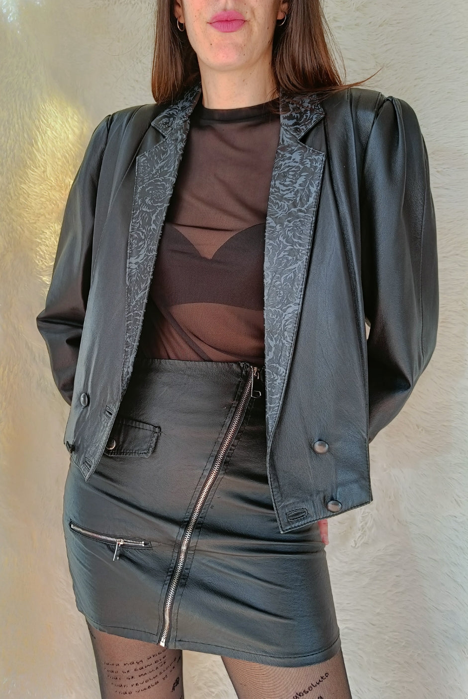 Giacca pelle jacquard