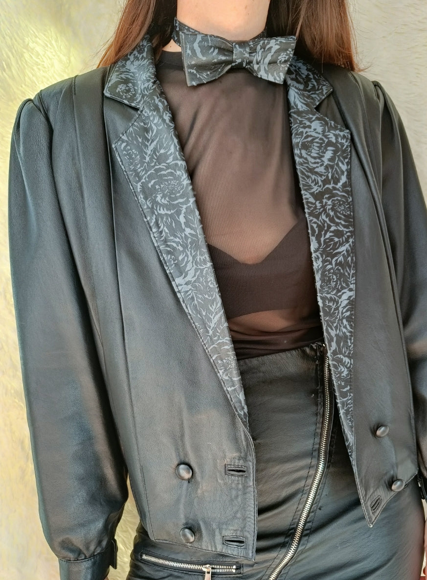 Giacca pelle jacquard