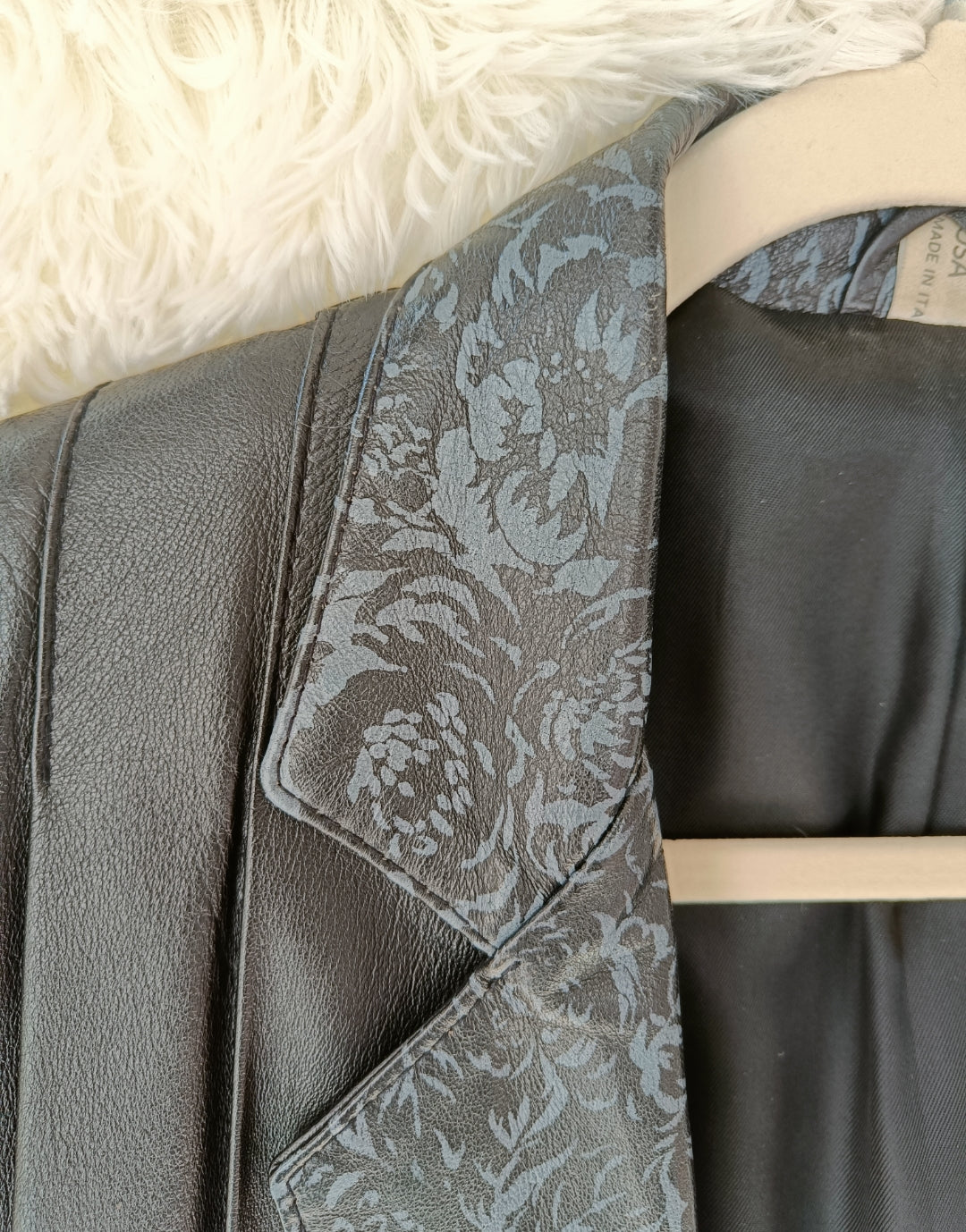 Giacca pelle jacquard