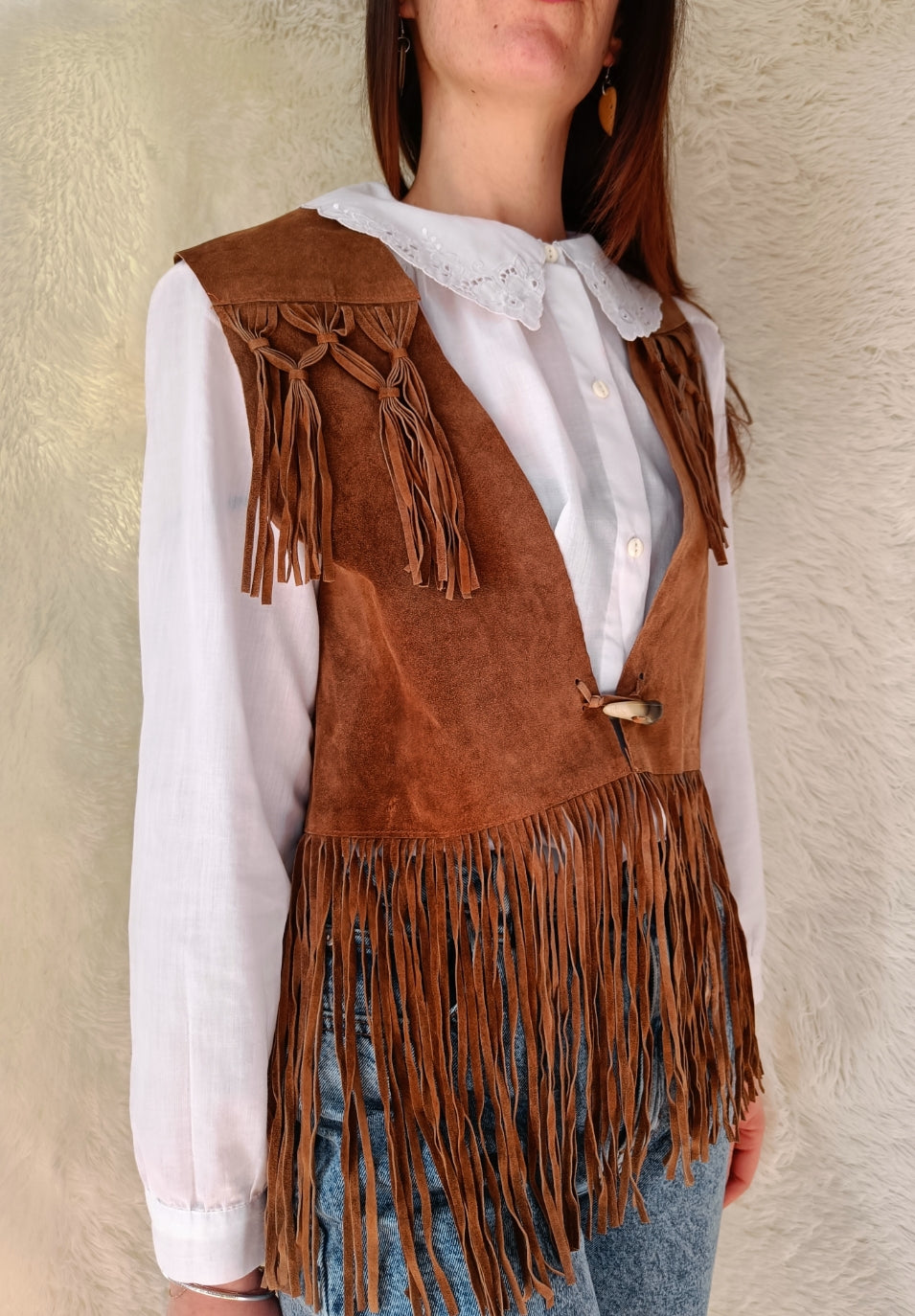 Gilet camoscio con frange