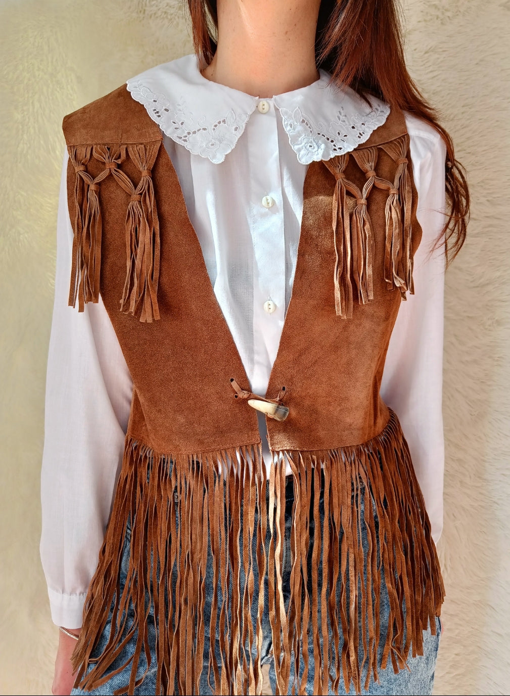 Gilet camoscio con frange