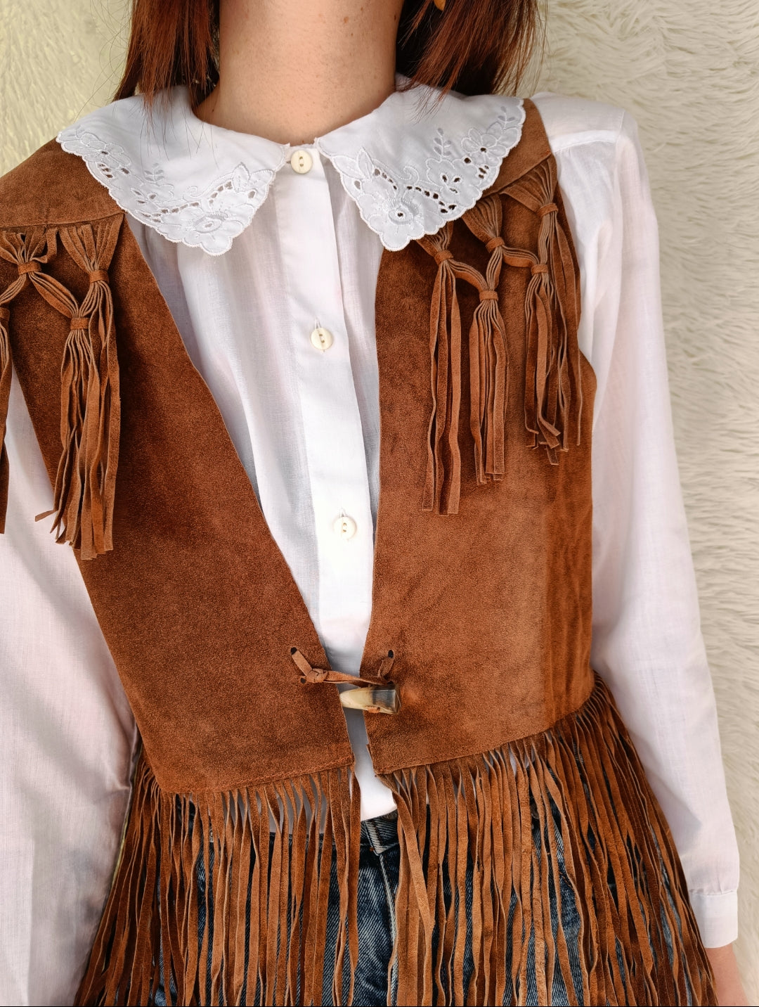 Gilet camoscio con frange