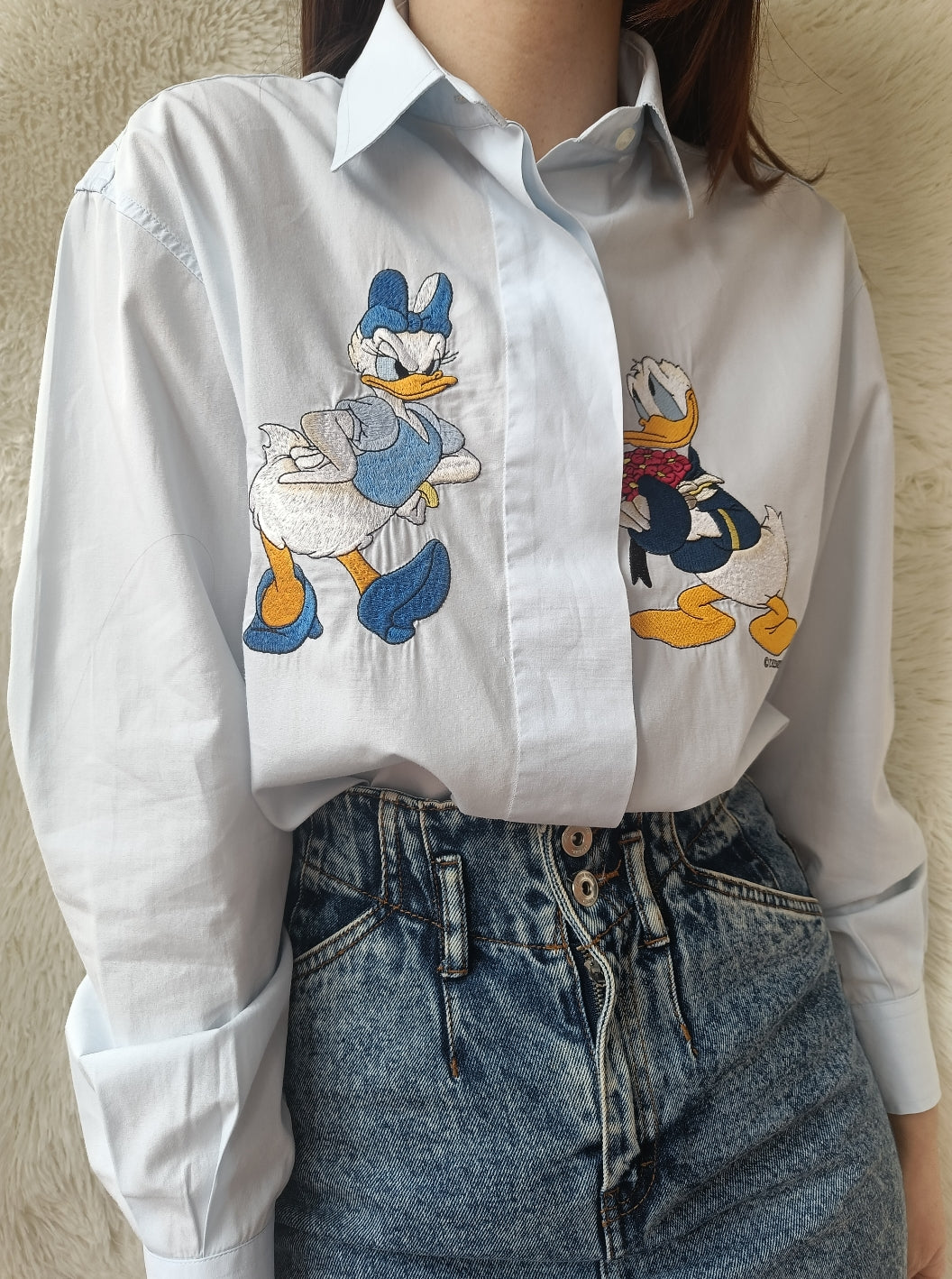 Camicia celeste con ricamo Disney