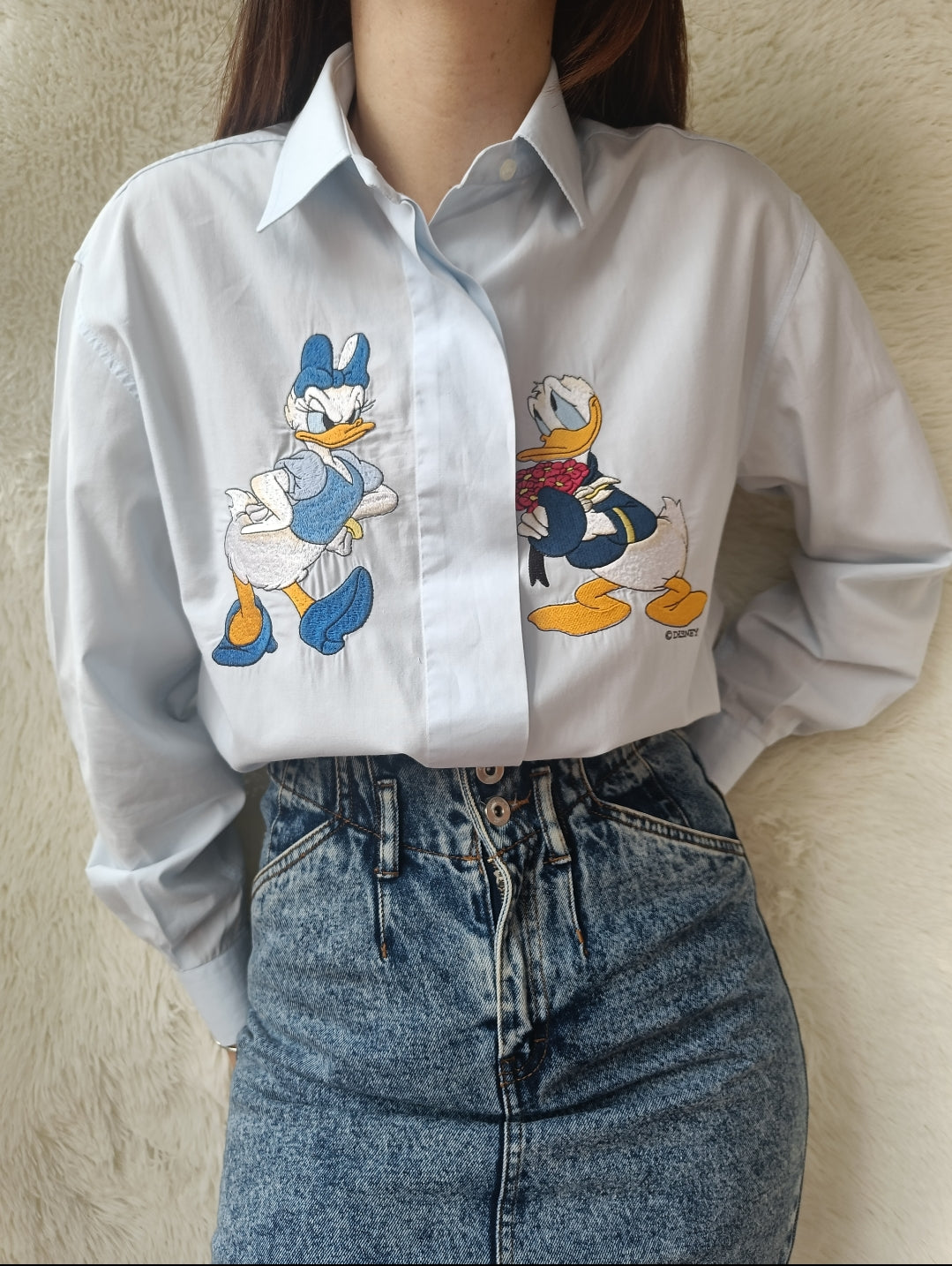 Camicia celeste con ricamo Disney