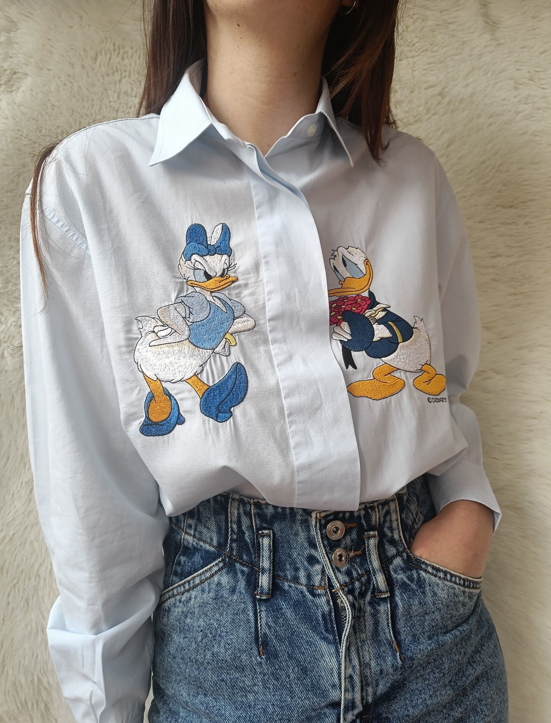 Camicia celeste con ricamo Disney