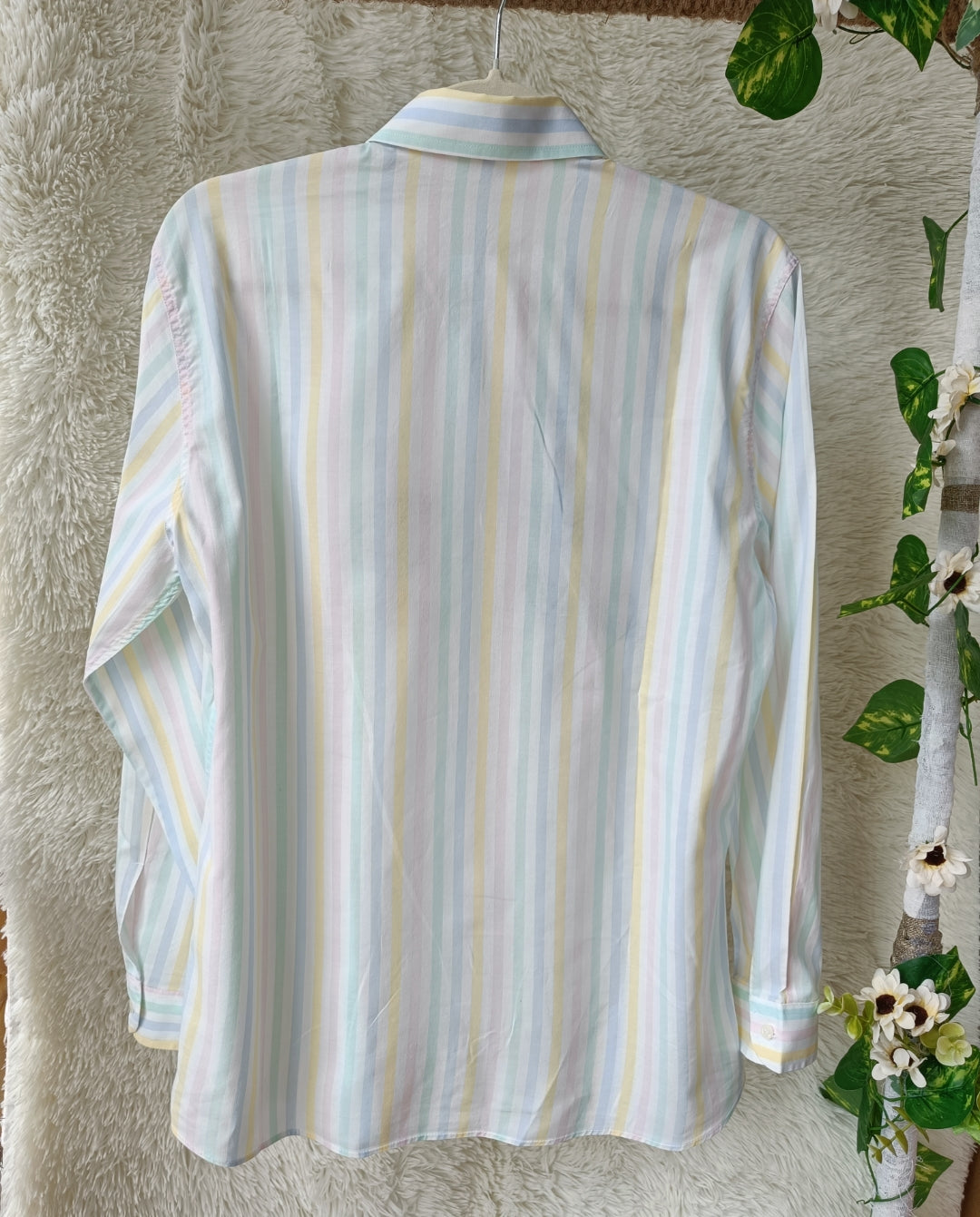 Camicia a righe pastello con ricamo Disney